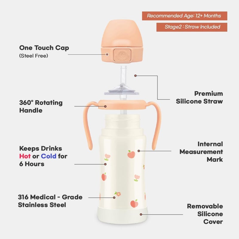 GROSMIMI Insulated 316 Stainless Steel Spill Proof Straw Cup for Toddlers - Bear Design, 10oz - Image 4